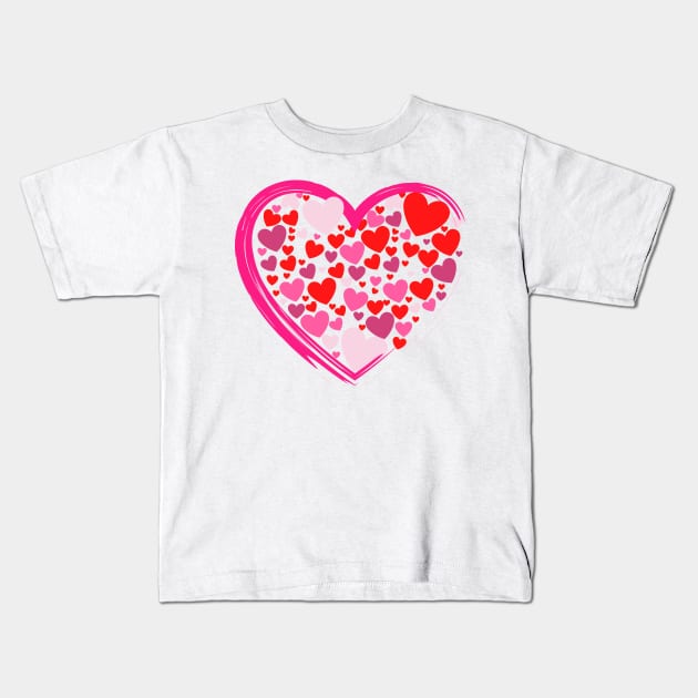 Cute Hearts in a Big Heart Kids T-Shirt by Vooble